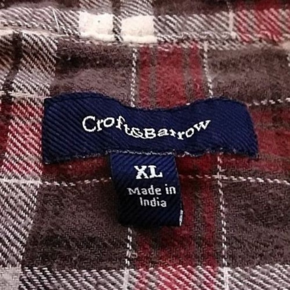 Croft & Barrow Men's Red Long Sleeve Casual Shirt - Picture 4 of 8